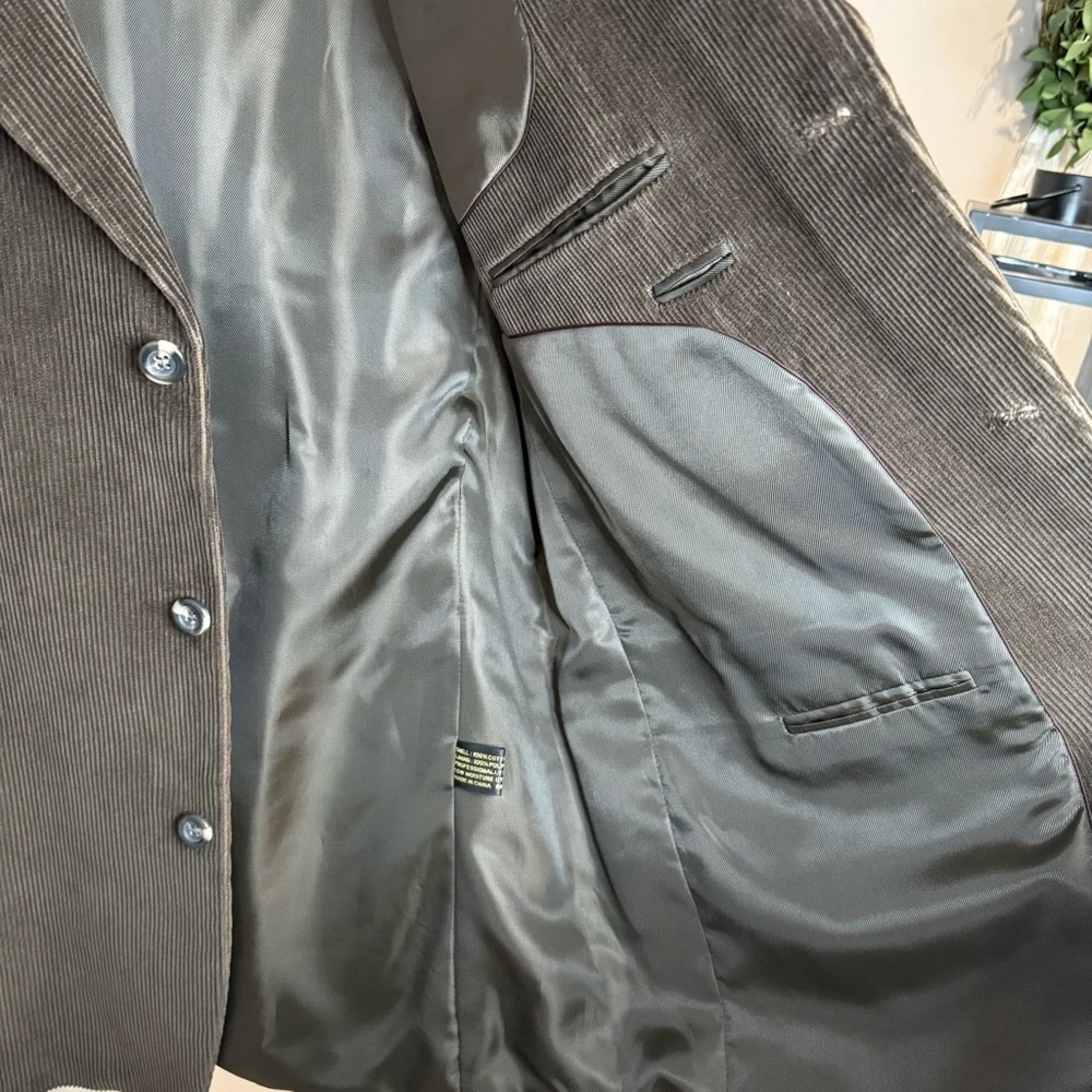 NWT Metro Club Collection Dark Brown Corduroy Blazer Academia Professor Mens 46L
